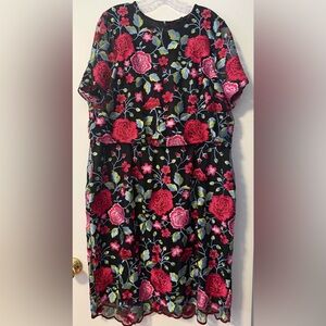 River Island Plus Black Dress Pink Green Floral Embroidery Plus 24 Formal Pretty